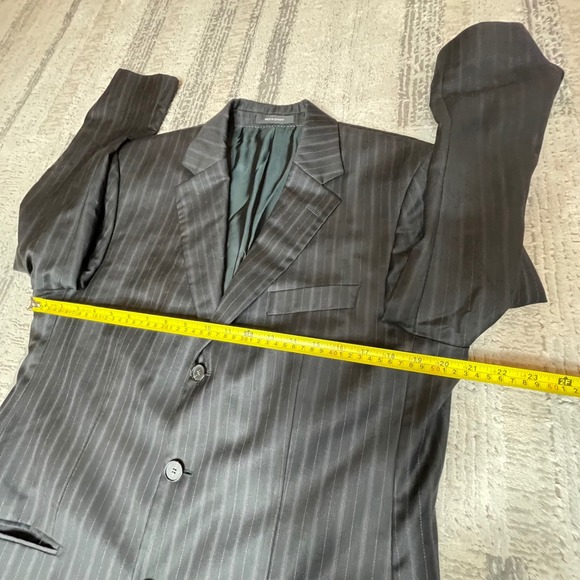 Vintage Hugo Boss Mens Charcoal Pinstripe Wool Silk 3 Buttons 40R Blazer Germany - Picture 15 of 16